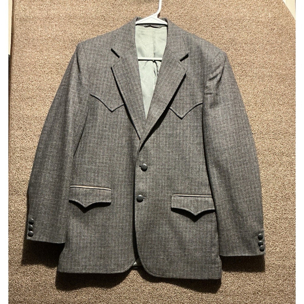 Kenny‎ Rogers Western Collection CIRCLE S 40R USA MADE Tweed Gray Rodeo Jacket